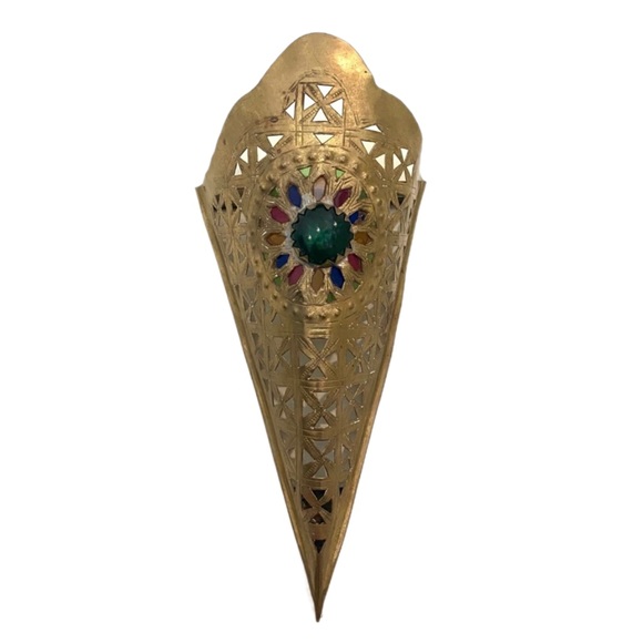 Handmade Vintage Brass Moroccan Wall Sconce Bohemian Decor - Picture 1 of 5